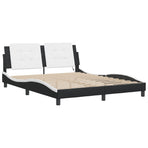 Bed Frame with LED without Mattress "Zadar" Black and White 152x203 cm