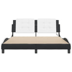 Bed Frame with LED without Mattress "Zadar" Black and White 152x203 cm