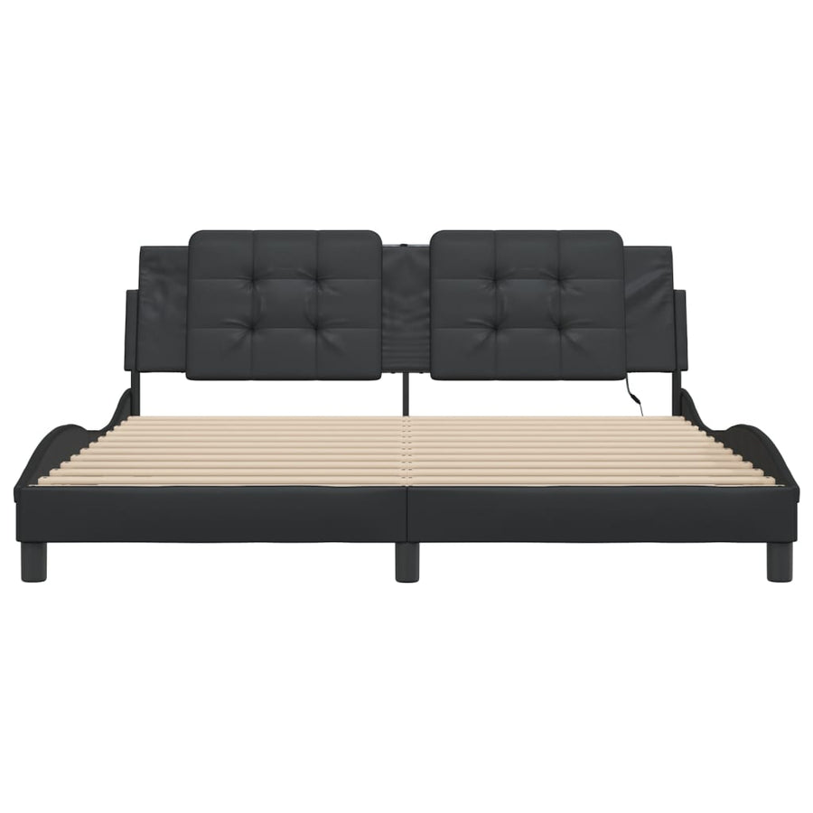 Bed Frame with LED without Mattress "Zadar" Black 180x200 cm