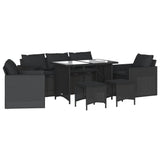 6 Piece Garden Sofa Set with Cushions Black Poly Rattan - Front View