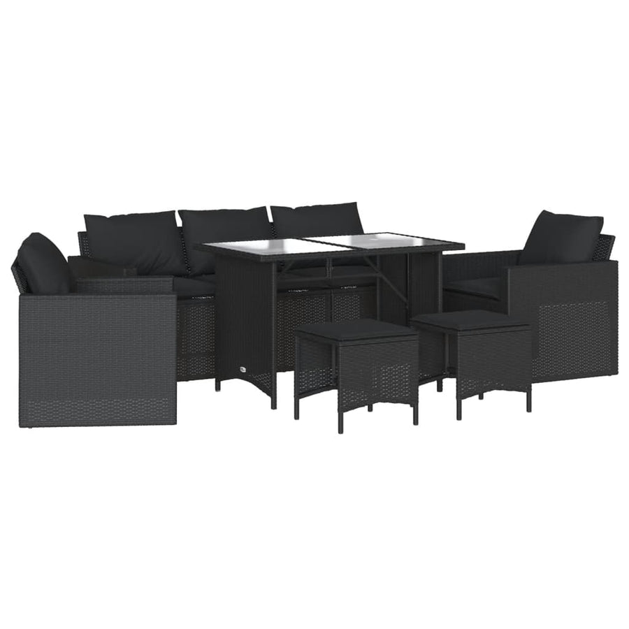 6 Piece Garden Sofa Set with Cushions Black Poly Rattan