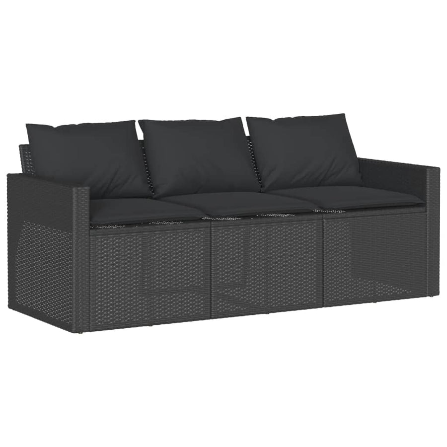 6 Piece Garden Sofa Set with Cushions Black Poly Rattan