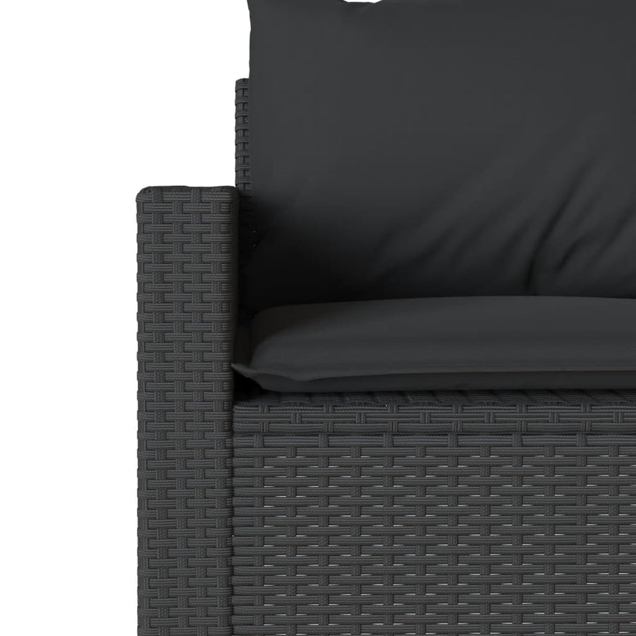 6 Piece Garden Sofa Set with Cushions Black Poly Rattan