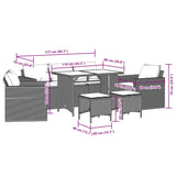 6 Piece Garden Sofa Set with Cushions Black Poly Rattan - Extra Image