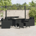 6 Piece Garden Sofa Set with Cushions Black Poly Rattan