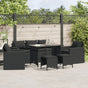6 Piece Garden Sofa Set with Cushions Black Poly Rattan