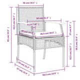 3 Piece Garden Dining Set with Cushions Black Poly Rattan