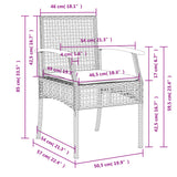 3 Piece Garden Dining Set with Cushions Black Poly Rattan - Rear View