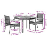 3 Piece Garden Dining Set with Cushions Black Poly Rattan