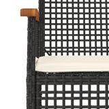 5 Piece Garden Dining Set with Cushions Black Poly Rattan - 45-Degree Angle