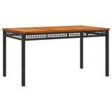 7 Piece Garden Dining Set with Cushions Black Poly Rattan - 45-Degree Angle