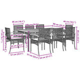 9 Piece Garden Dining Set with Cushions Black Poly Rattan