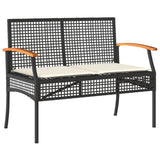 3 Piece Garden Dining Set with Cushions Black Poly Rattan - 45-Degree Angle