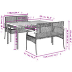 3 Piece Garden Dining Set with Cushions Black Poly Rattan