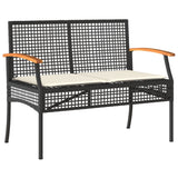 4 Piece Garden Dining Set with Cushions Black Poly Rattan - Side View