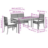 4 Piece Garden Dining Set with Cushions Black Poly Rattan - Low Angle