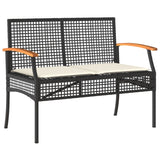 5 Piece Garden Dining Set with Cushions Black Poly Rattan - Side View
