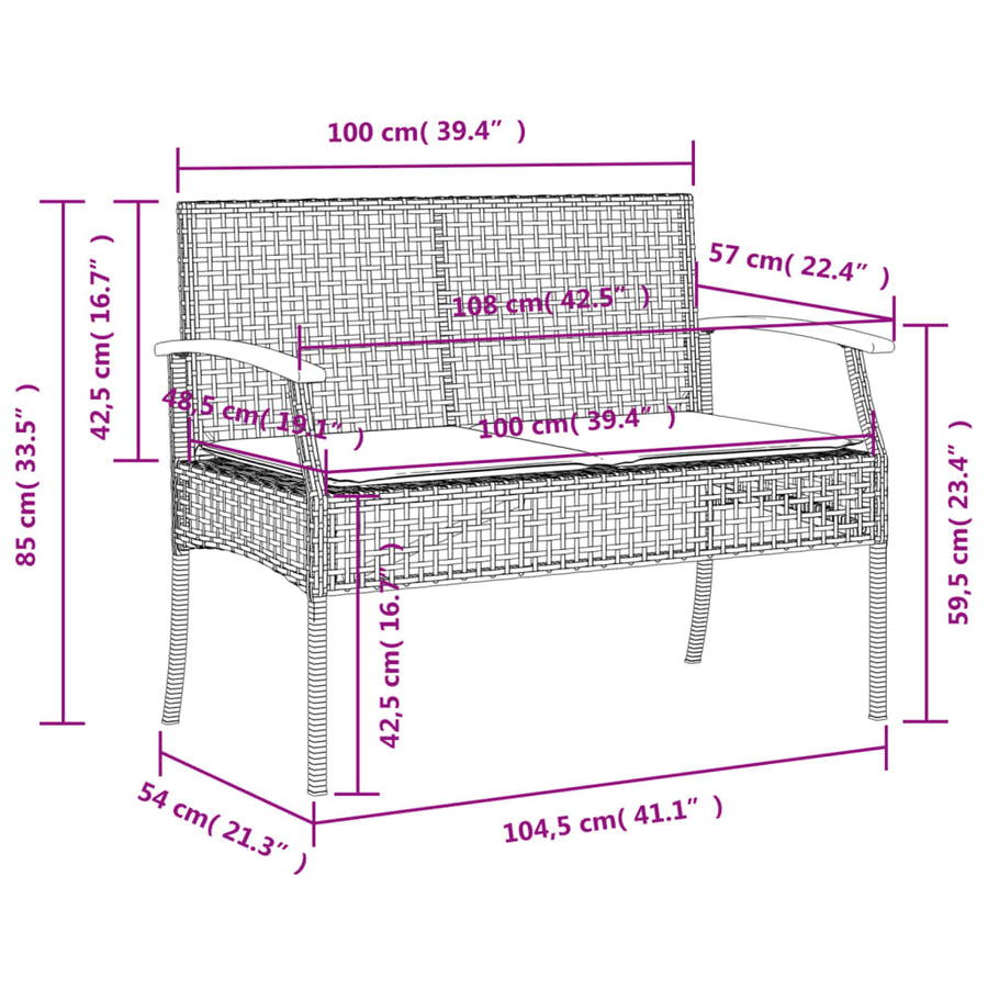 5 Piece Garden Dining Set with Cushions Black Poly Rattan