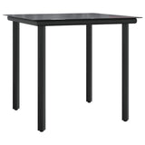 3 Piece Garden Dining Set with Cushions Black Poly Rattan - Top-Down View
