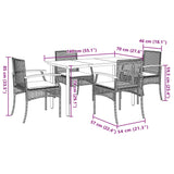 5 Piece Garden Dining Set with Cushions Black Poly Rattan - Close-Up Angle