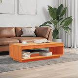 Coffee Table Wax Brown 110x50x33.5 cm Solid Wood Pine - Side View