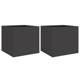 Planters 2 pcs Black 32x30x29 cm Steel - Front View