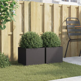Planters 2 pcs Black 32x30x29 cm Steel - Side View