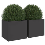 Planters 2 pcs Black 32x30x29 cm Steel - Top-Down View