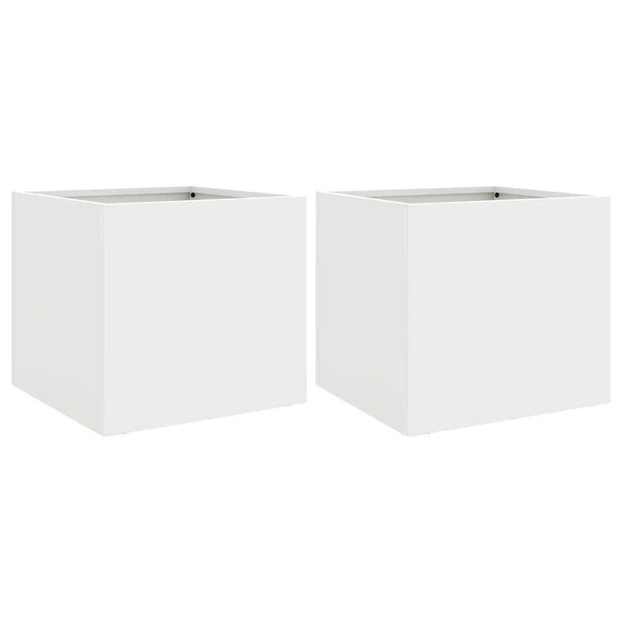 Planters 2 pcs White 32x30x29 cm Steel