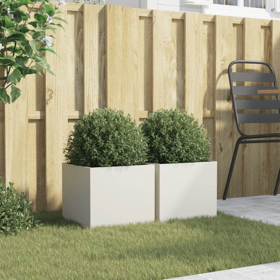 Planters 2 pcs White 32x30x29 cm Steel