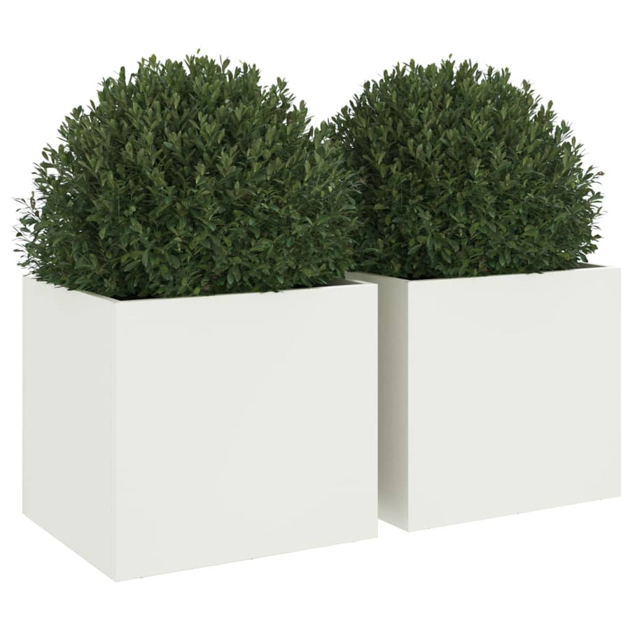 Planters 2 pcs White 32x30x29 cm Steel