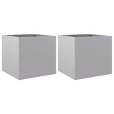 Planters 2 pcs Silver 32x30x29 cm Galvanised Steel - Front View