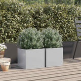 Planters 2 pcs Silver 32x30x29 cm Galvanised Steel - Side View