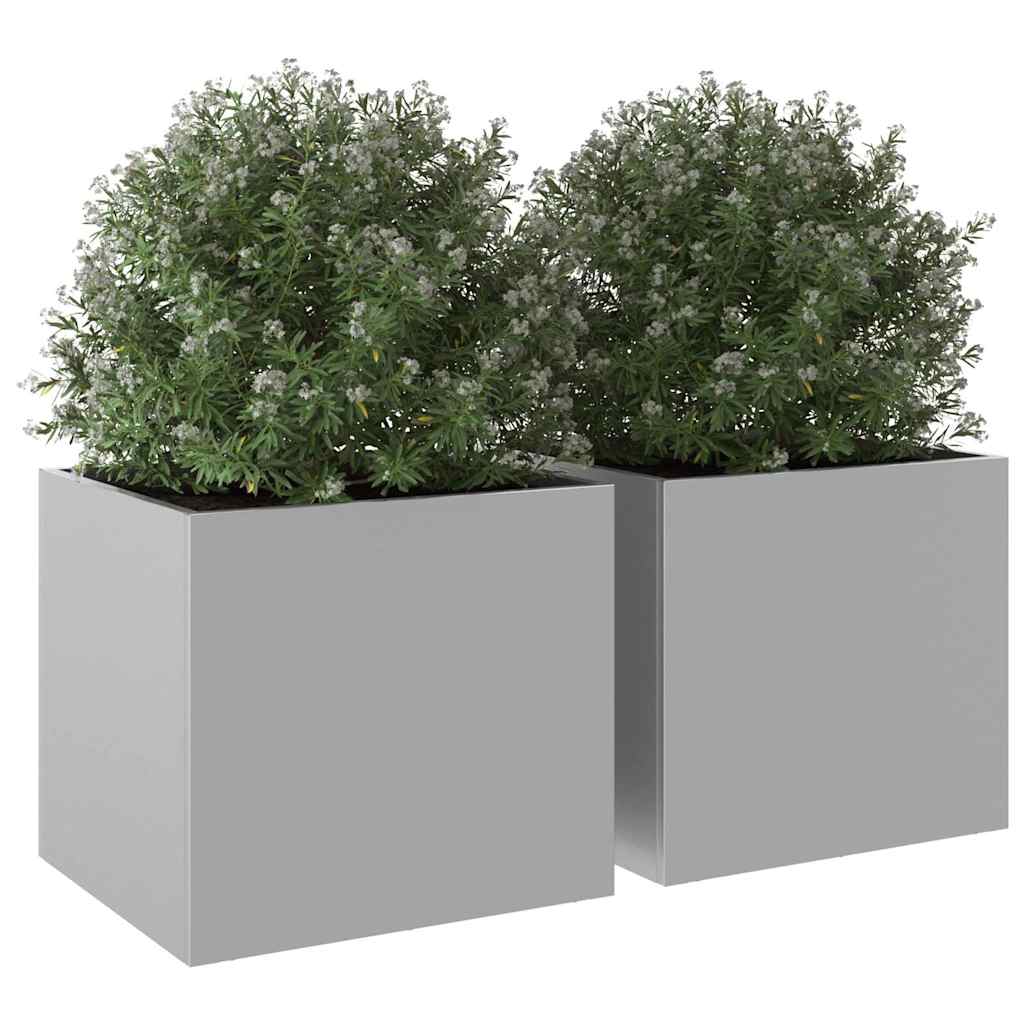 Planters 2 pcs Silver 32x30x29 cm Galvanised Steel