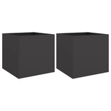 Planters 2 pcs Black 42x40x39 cm Steel - Front View