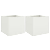 Planters 2 pcs White 42x40x39 cm Steel - Front View