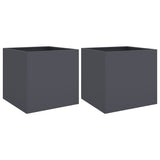Planters 2 pcs Anthracite 42x40x39 cm Steel - Front View