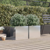 Planters 2 pcs Silver 42x40x39 cm Stainless Steel - Side View