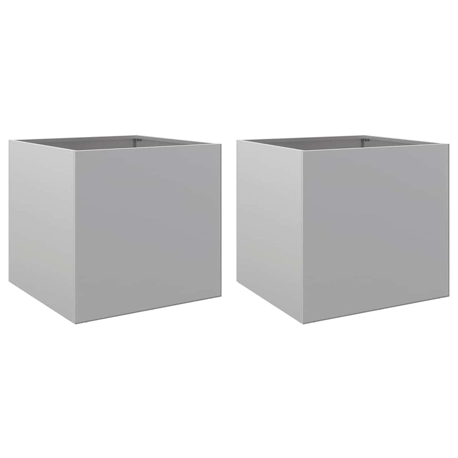 Planters 2 pcs Silver 42x40x39 cm Galvanised Steel