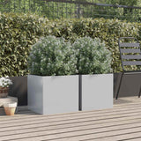 Planters 2 pcs Silver 42x40x39 cm Galvanised Steel - Side View