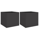 Planters 2 pcs Black 49x47x46 cm Steel - Front View