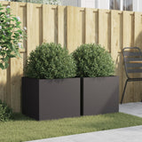 Planters 2 pcs Black 49x47x46 cm Steel - Side View