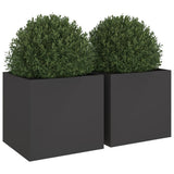 Planters 2 pcs Black 49x47x46 cm Steel - Top-Down View