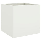 Planter White 49x47x46 cm Steel - Front View