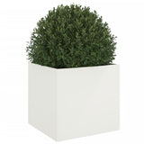Planter White 49x47x46 cm Steel - Top-Down View
