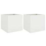 Planters 2 pcs White 49x47x46 cm Steel - Front View