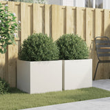 Planters 2 pcs White 49x47x46 cm Steel - Side View