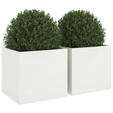 Planters 2 pcs White 49x47x46 cm Steel - Top-Down View