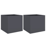 Planters 2 pcs Anthracite 49x47x46 cm Steel - Front View
