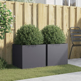 Planters 2 pcs Anthracite 49x47x46 cm Steel - Side View